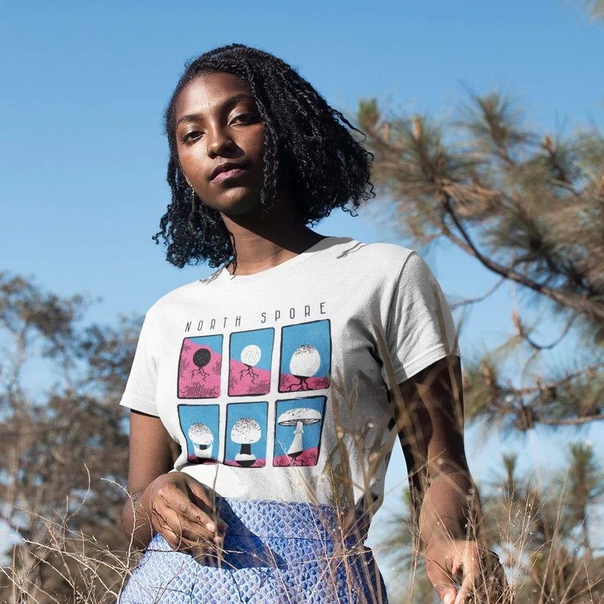 woman wearing north spore tshirt