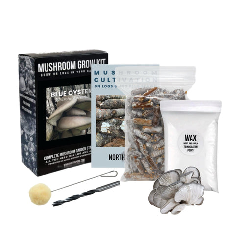 Organic Blue Oyster Mushroom Outdoor Log Growing Kit