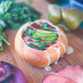 Mushroom Taco Soup Sourdough Bowl Recipe by Turnip Vegan