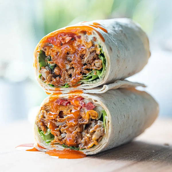 Turnip Vegan's Crispy Buffalo Mushroom Wrap