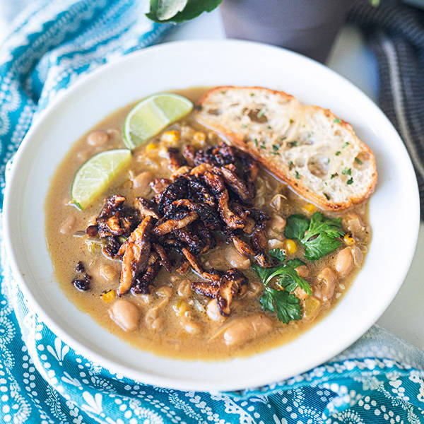 Turnip Vegan's Creamy Green Chili Cannellini & Shiitake Mushroom Soup Recipe