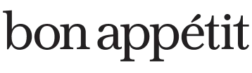 The image shows the words bon appétit in a stylish serif font on a light background.