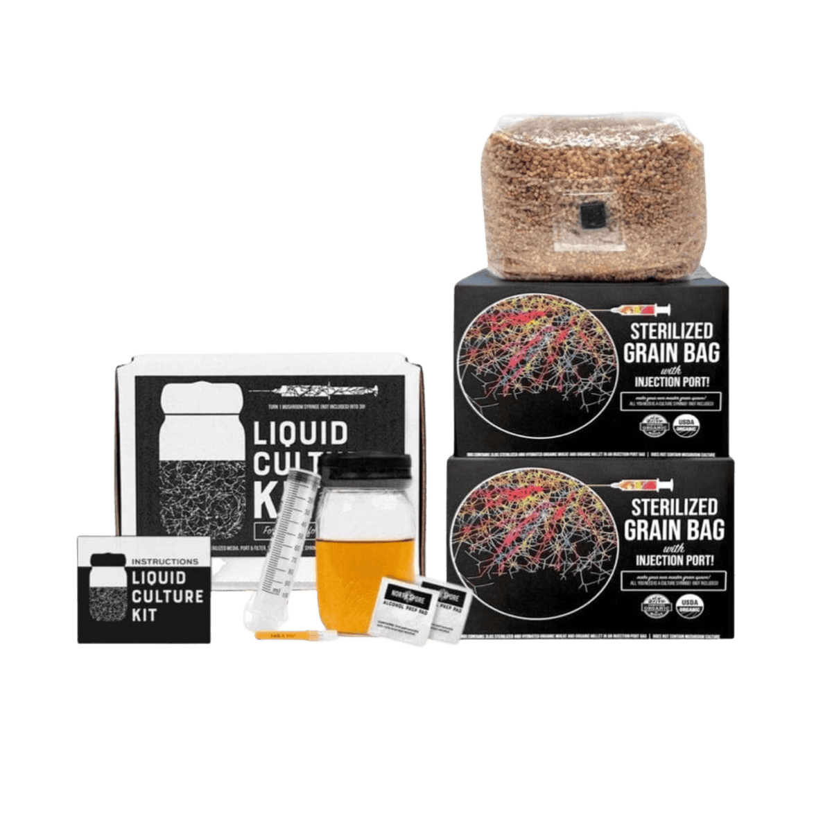 Cultivating Tools 2-pack Sterile Grain Bag + Syringe Multiplier Kit Bundle