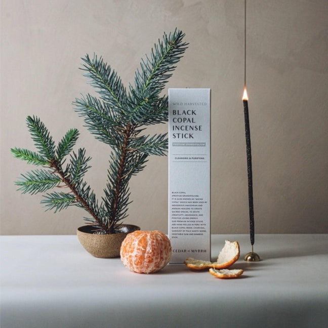 Coffret cadeau d'encens Copal noir et de coupelle en fonte pour la purification