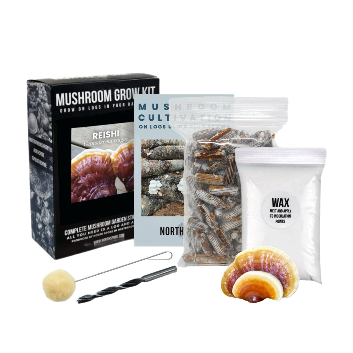 Log Kit Organic Hemlock Reishi Mushroom Outdoor Log Growing Kit