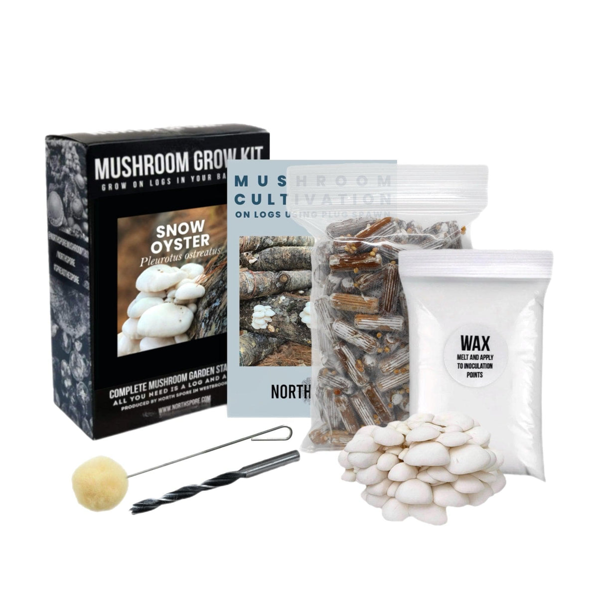 Log Kit Organic Snow Oyster Mushroom Outdoor Log Growing Kit