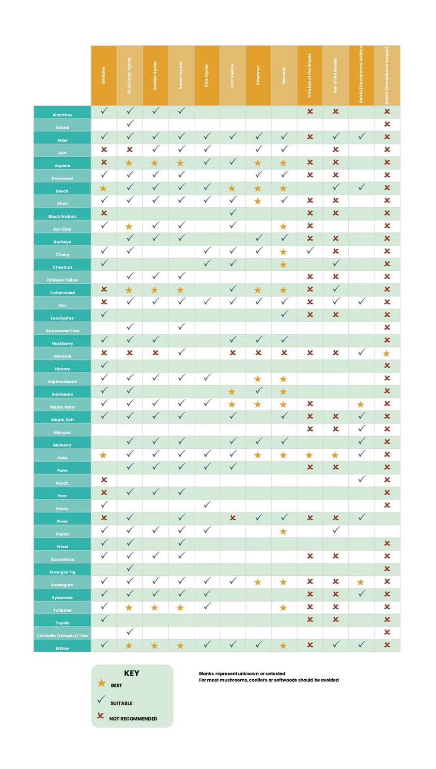 A chart compares the suitability of various houseplants for different rooms, using check marks, stars, and Xs for best, partial, and not recommended placements.