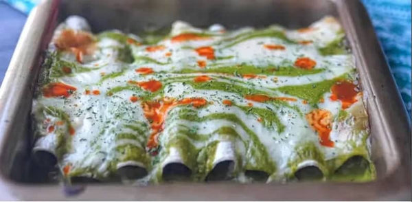 Poblano Pepper Pink Oyster Mushroom Enchiladas