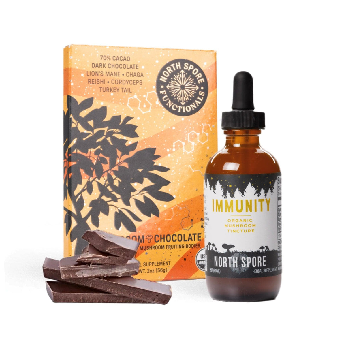Immunity Mushroom Tincture & Chocolate Wellness Set – North Spore