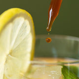 Image thumbnail: A close-up shows North Spore's Mind & Body Mushroom Tincture Variety Pack (Small) dropping extract onto a lemon drink with fresh mint leaves.
