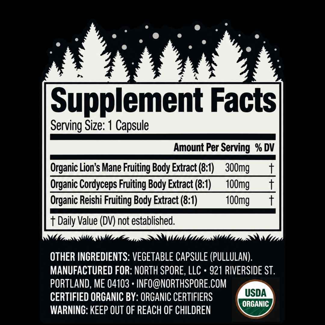Wellness Supplements Organic ‘Clarity’ Mushroom Capsules (High Potency)