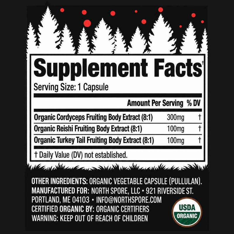 Wellness Supplements Organic ‘Energy’ Mushroom Capsules (High Potency)