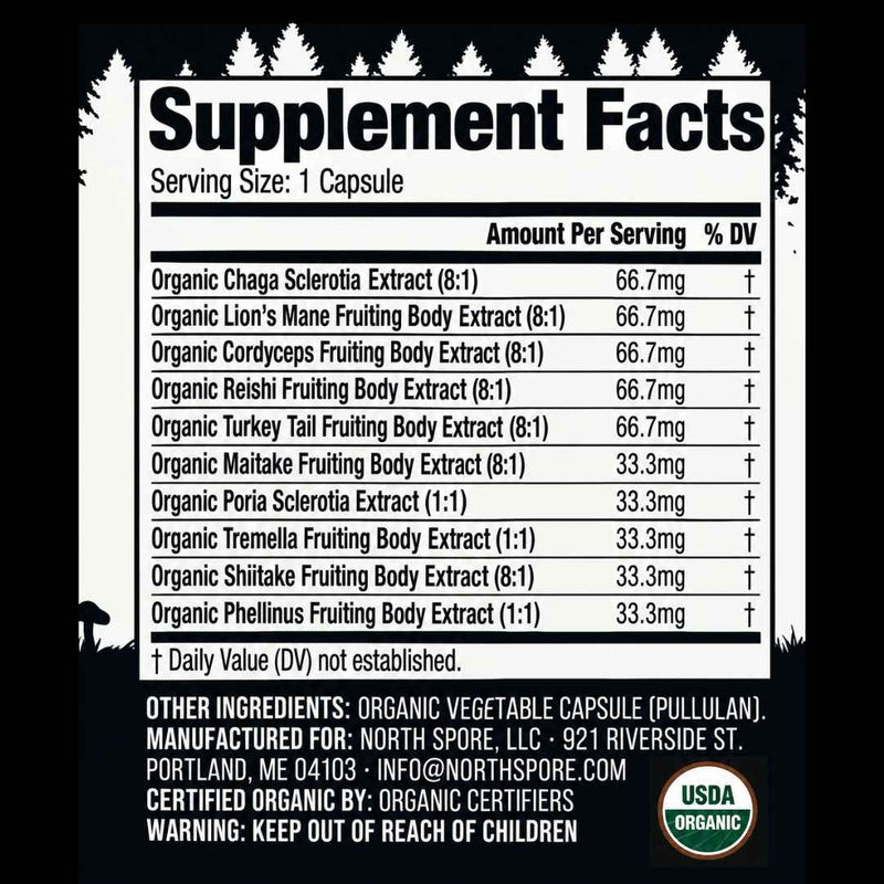Wellness Supplements Organic ‘Spectrum 10’ Mushroom Capsules (High Potency)